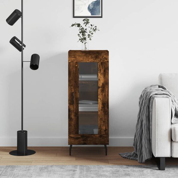 vidaXL &Scaron;oninė spintelė, dūminio ąžuolo, 34,5x34x90cm, apdirbta mediena