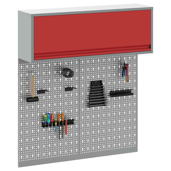vidaXL Įrankių spinta ir pegboard rinkinys su lentyna 3 pcs Raudona