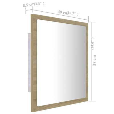 vidaXL Vonios kambario LED veidrodis, ąžuolo, 40x8,5x37cm, akrilas