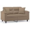 vidaXL Dvivietė sofa su pagalvėlėmis, kapučino, 120cm, dirbtinė oda