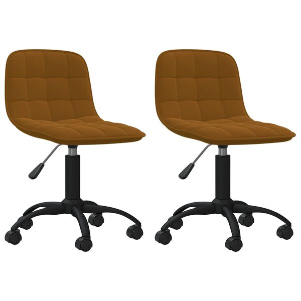 vidaXL Pasukamos valgomojo kėdės, 2vnt., rudos spalvos, aksomas