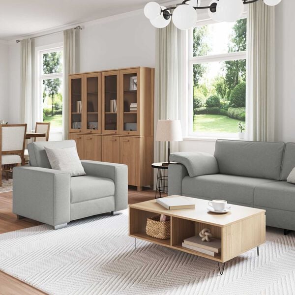 vidaXL Sofa 3 pcs Debesų pilka Lino mišinio audinys