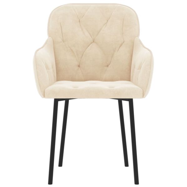 vidaXL Valgomojo kėdės, 2vnt., kreminės spalvos, aksomas