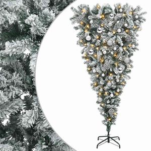 vidaXL Apverstas dirbtinis Kalėdų eglutė su &scaron;akomis 150 cm 150 LED