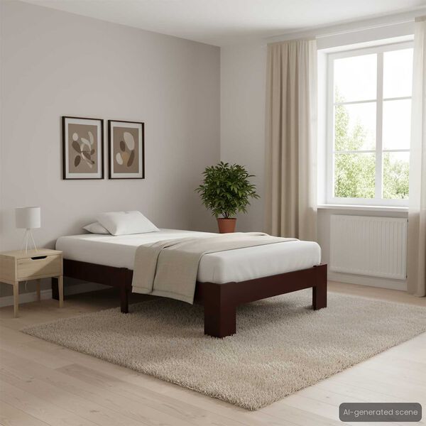 vidaXL Lovos rėmas, tamsiai rudas, 100x200cm, pu&scaron;ies med. masyvas