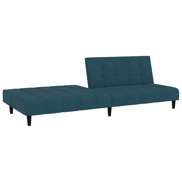 vidaXL Dvivietė sofa-lova, mėlynos spalvos, aksomas