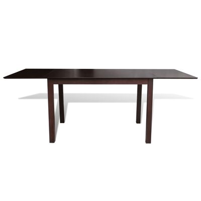 vidaXL Išskleidžiamas valgomojo stalas, kaučiukmedis, rudas, 190 cm