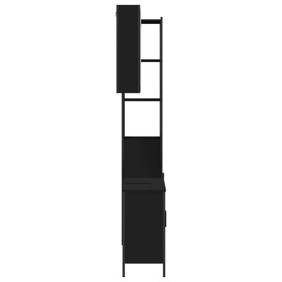 vidaXL Vonios spintelių komplektas, 3 dalių, juodas, apdirbta mediena