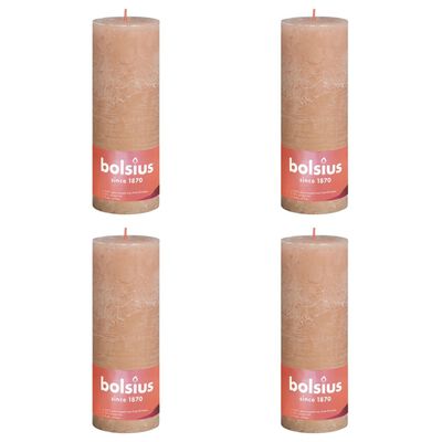 Bolsius Žvakės Shine, 4vnt., blanki rožinė, 190x68mm, cilindro formos