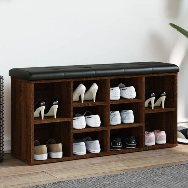 vidaXL Batų suoliukas, rudas ąžuolo, 102x32x50cm, apdirbta mediena