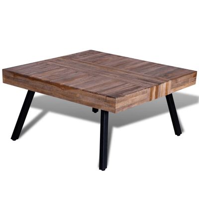 vidaXL Kavos staliukas, kvadratinis, perdirbta mediena, tikmedis