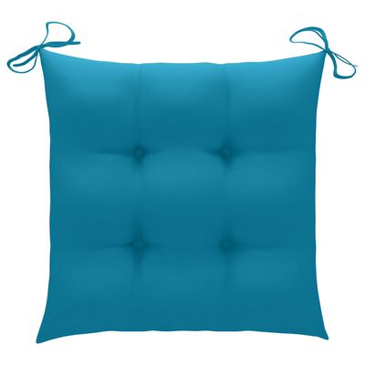 vidaXL Sodo kėdės su šviesiai mėlynomis pagalvėlėmis, 6vnt., tikmedis