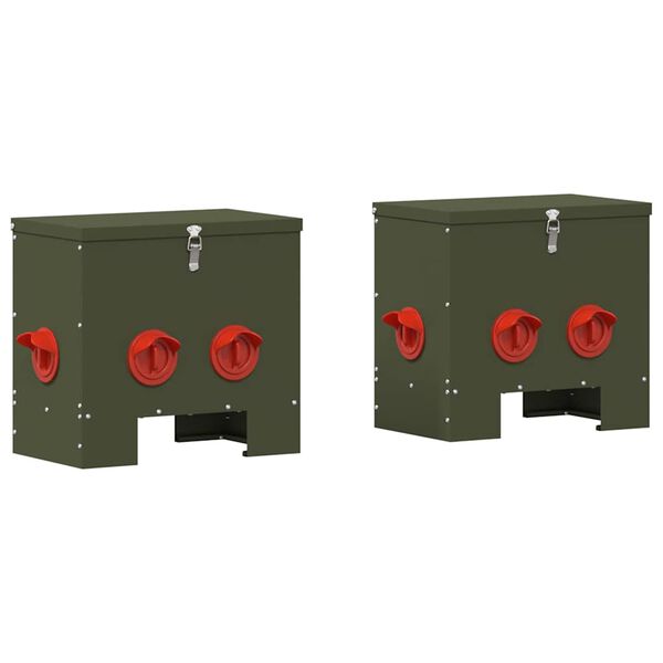 vidaXL Vi&scaron;tų lesykla 2 pcs Alyvuogių žalia 40,5 x 25 x 38 cm