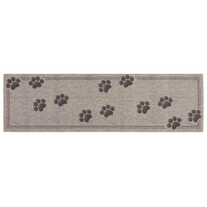 vidaXL Virtuvės kilimas Pilkos pėdutės 150 x 45 cm 100% poliamidas