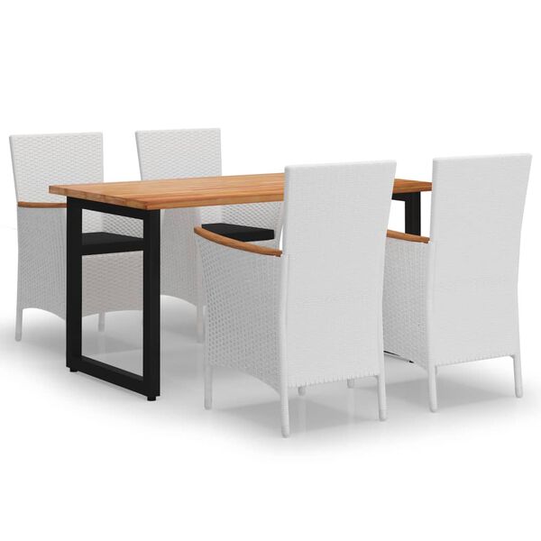 vidaXL Sodo komplektas su pagalvėlėmis, 5 dalių, baltas, poliratanas