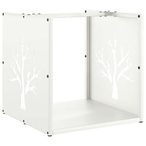 vidaXL Stovas malkoms, balta, 40x40x40 cm, &scaron;altai valcuotas plienas