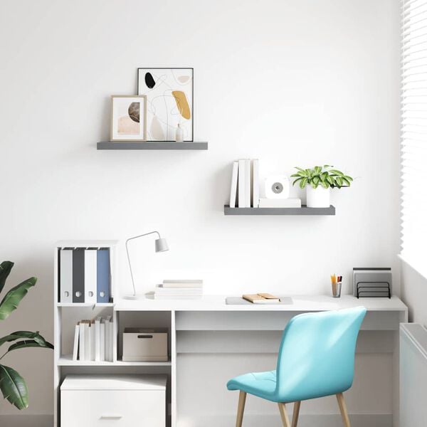 vidaXL Pakabinamos lentynos, 2vnt., pilkos, 60x23,5x3,8cm, MDF