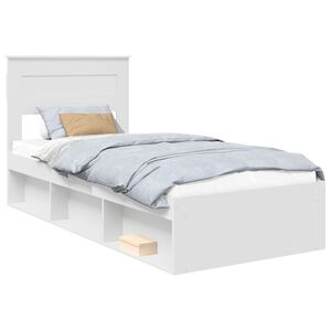 vidaXL Lovos rėmas Paprastas Balta 75 x 190 cm Kietos pu&scaron;ies mediena