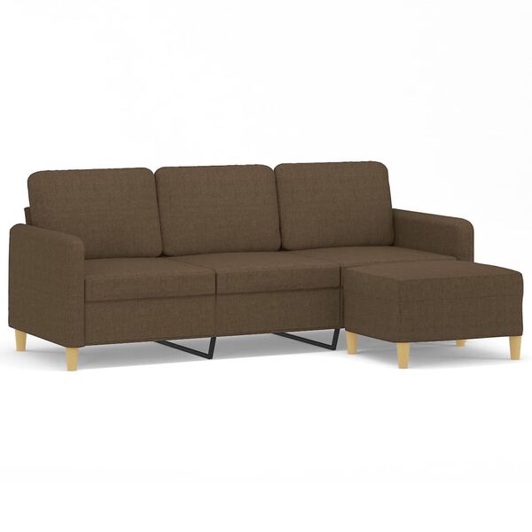 vidaXL Trivietė sofa su pakoja, rudos spalvos, 180cm, audinys