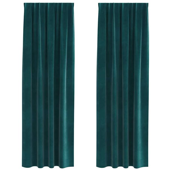 vidaXL Užtemdymo užuolaidos 2 pcs Tamsiai žalia 140 x 225 cm Aksomas