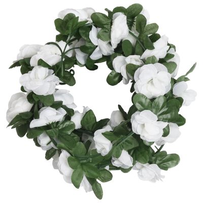 vidaXL Dirbtinių gėlių girliandos, 6vnt., pavasario baltos, 250cm