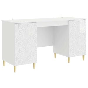 vidaXL Stalas Itin blizgi balta 142,5 x 50 x 75 cm Apdirbta mediena