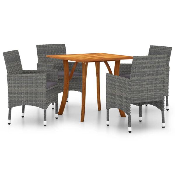 vidaXL Sodo valgomojo komplektas, 5 dalių, pilkas (310619+310563)