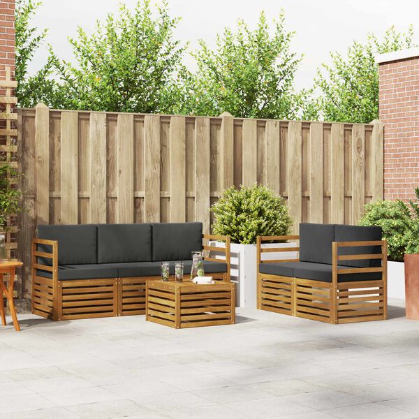 vidaXL Sofų komplektai su pagalve 6 pcs Natūralus ir antracitas