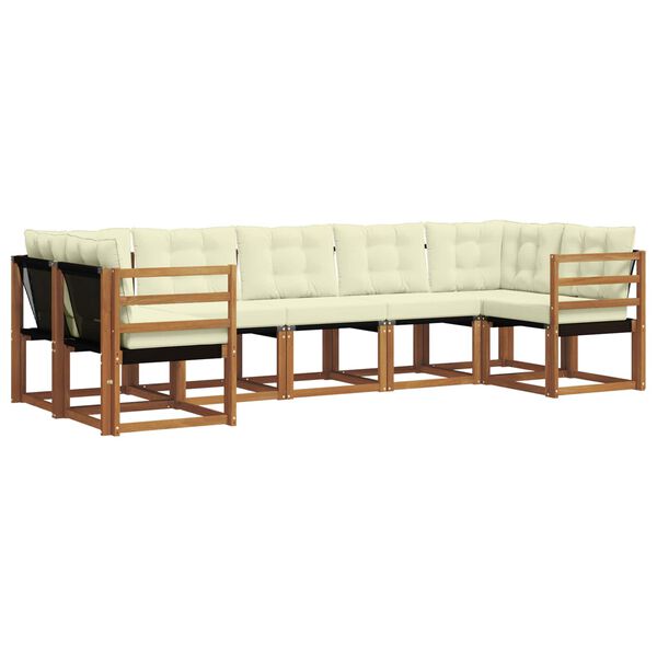 vidaXL Lauko sofos komplektas su pagalve 7 pcs Natūrali ir juoda