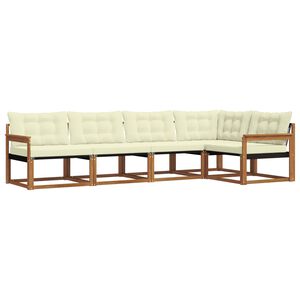 vidaXL Lauko sofos komplektas su pagalve 5 pcs Natūralus ir grietinėlė