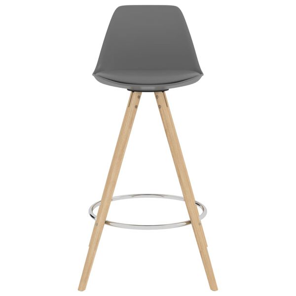 vidaXL Baro taburetės, 4vnt., pilkos spalvos, PP ir bukmedžio masyvas