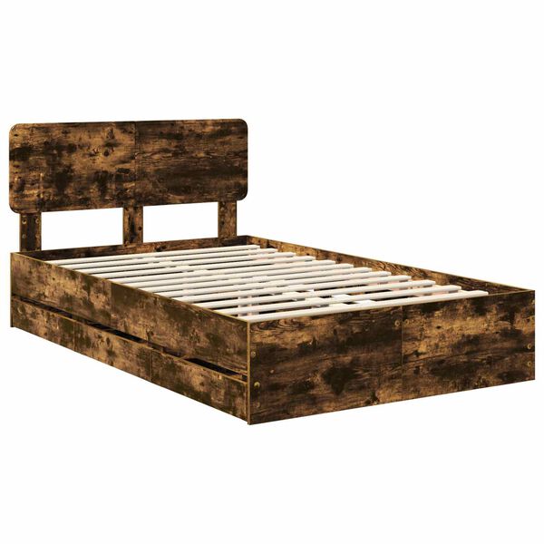 vidaXL Lovos rėmas Rūkytas Ąžuolas 135 x 190 cm Dirbtinė mediena