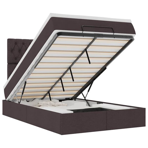 vidaXL Osmanų lovos rėmas su čiužiniu, rudas, 120x190 cm, audinys