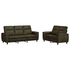vidaXL Sofos komplektas 2 pcs Armijos Žalia Dirbtinė suedė oda
