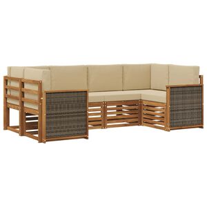 vidaXL Sekcijos sofų komplektas su pagalve 5 pcs Natūrali