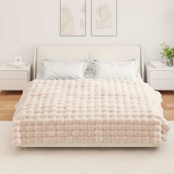 vidaXL Dirbtinio Zefyro Pūkuotas Patalynė Smėlio 150 x 220 cm
