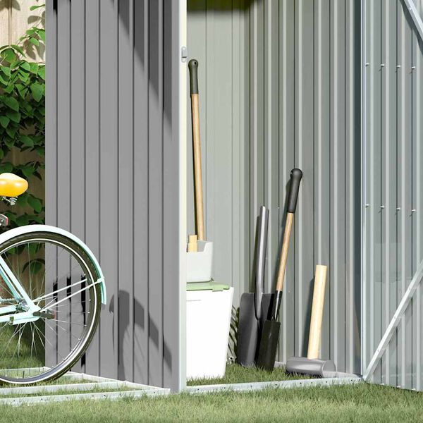 vidaXL Sodo malkinė-pašiūrė, pilkos spalvos, 245x98x159cm, plienas