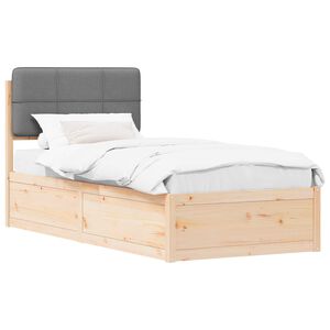 vidaXL Lovo rėmas su apmu&scaron;tu galvūgaliu &Scaron;viesiai pilka 100 x 200 cm