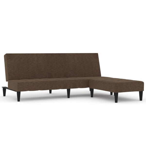 vidaXL Dvivietė sofa-lova su taburete, ruda, mikropluo&scaron;to audinys