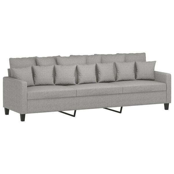 vidaXL Trivietė sofa, &scaron;viesiai pilkos spalvos, 210cm, audinys