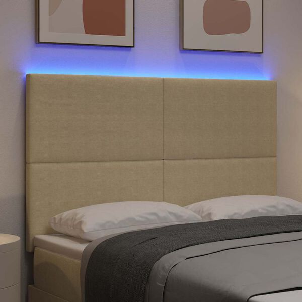 vidaXL LED galvūgalis Pilkai žalia 144 cm Kordūrinis audinys