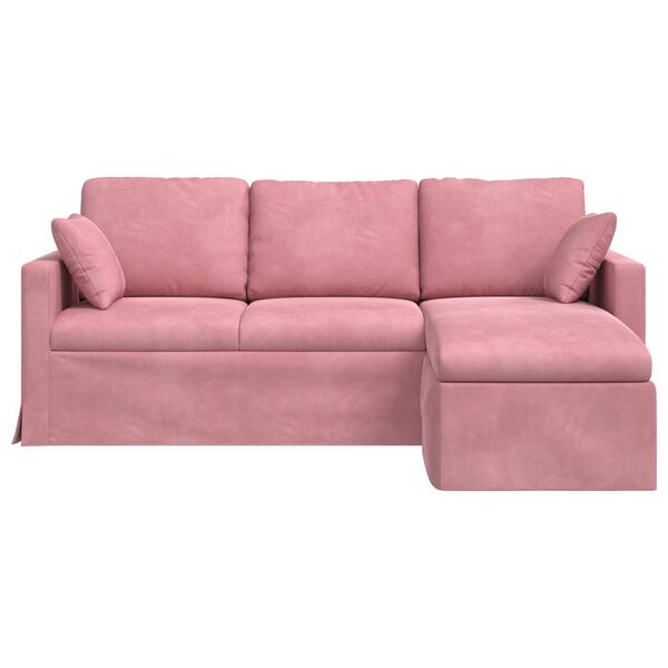 vidaXL Sofa Rožinė Bendri matmenys: 198 x 134 cm (P X G x A) Aksomas