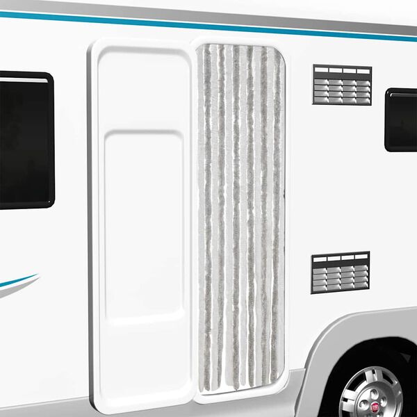 vidaXL Užuolaida nuo musių, šviesiai pilka ir balta, 56x200cm, šenilis