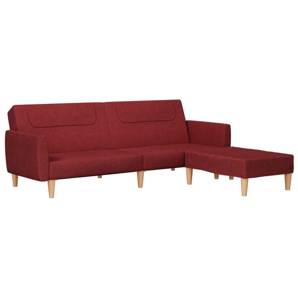 vidaXL Dvivietė sofa-lova su pakoja, raudonojo vyno spalvos, audinys