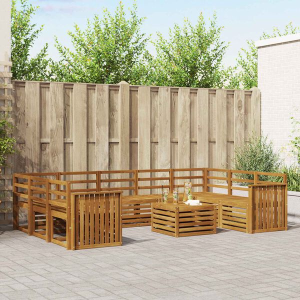 vidaXL Sofų komplektai 10 pcs Natūrali Kietos akacijos mediena