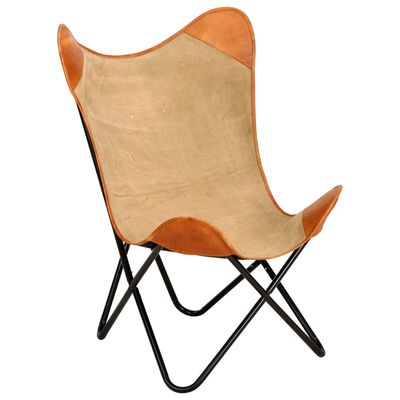 vidaXL Išskleidžiama kėdė, rudos spalvos, tikra oda ir audinys