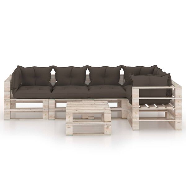 vidaXL Sodo komplektas i&scaron; palečių su pagalvėlėmis, 6 dalių, pu&scaron;is