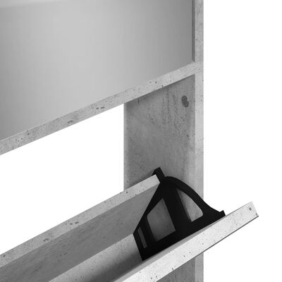 vidaXL Batų spintelė su veidrodžiu, 4 aukštų, pilka, 63x17x134cm