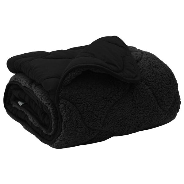 vidaXL Pilna metų antklodė Tik&scaron;tas Juoda 200 x 240 cm