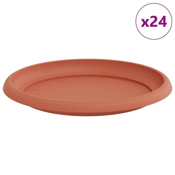 vidaXL Apvalus gėlių padėklas 24 pcs Raudona plyta &Oslash; 23,5 x 2,5 cm